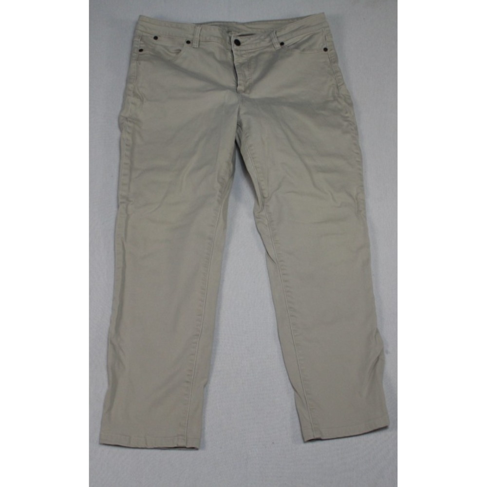 Talbots Heritage Jeans Womens 14‎ Beige Excellent Slim Ankle High Rise Denim